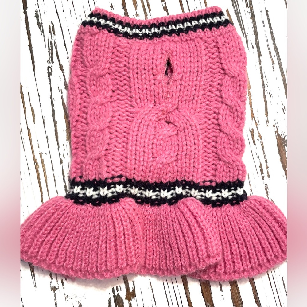 Pink Cable Knit Dog Sweater XLG